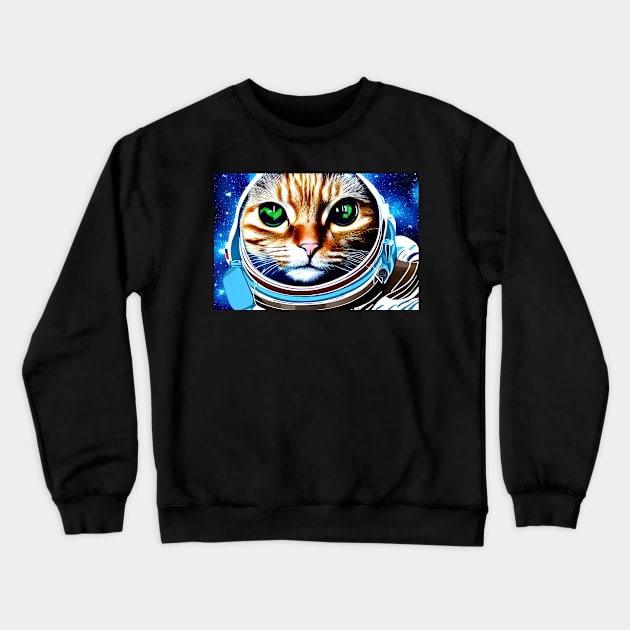 Astronaut Cat in Space Crewneck Sweatshirt by ArtisticCorner